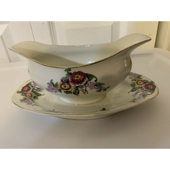 Lucien Michelaud Fres Limoges France 1908-1962‎ gravy boat with underplate - Picture 2 of 10